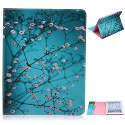 Blue Plum flower Folio Stand Leather Wallet Case for iPad 4 / the New iPad / iPad 2 / iPad 3