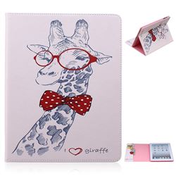 Glasses Giraffe Folio Stand Leather Wallet Case for iPad 4 / the New iPad / iPad 2 / iPad 3