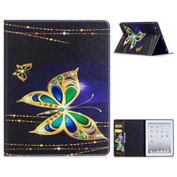 Golden Shining Butterfly Folio Stand Leather Wallet Case for iPad 4 the New iPad iPad2 iPad3