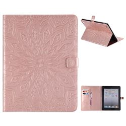 Embossing Sunflower Leather Flip Cover for iPad 4 the New iPad iPad2 iPad3 - Rose Gold