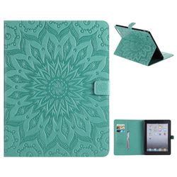 Embossing Sunflower Leather Flip Cover for iPad 4 the New iPad iPad2 iPad3 - Green
