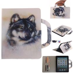 Snow Wolf Handbag Tablet Leather Wallet Flip Cover for iPad 4 the New iPad iPad2 iPad3