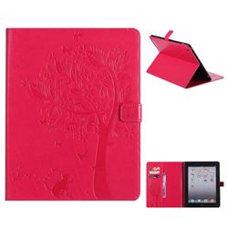 Embossing Butterfly Tree Leather Flip Cover for iPad 4 the New iPad iPad2 iPad3 - Rose