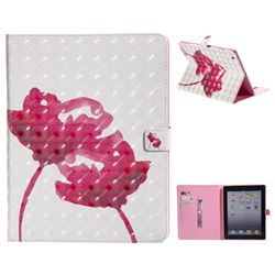 Red Rose 3D Painted Tablet Leather Wallet Case for iPad 4 the New iPad iPad2 iPad3