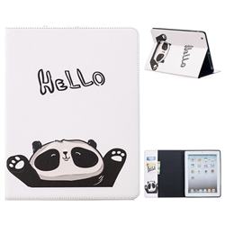 Hello Panda Folio Stand Tablet Leather Wallet Case for iPad 4 the New iPad iPad2 iPad3