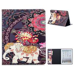Totem Flower Elephant Folio Stand Tablet Leather Wallet Case for iPad 4 the New iPad iPad2 iPad3
