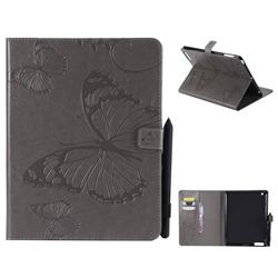 Embossing 3D Butterfly Leather Wallet Case for iPad 4 the New iPad iPad2 iPad3 - Gray