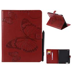 Embossing 3D Butterfly Leather Wallet Case for iPad 4 the New iPad iPad2 iPad3 - Red