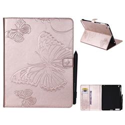 Embossing 3D Butterfly Leather Wallet Case for iPad 4 the New iPad iPad2 iPad3 - Rose Gold