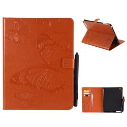 Embossing 3D Butterfly Leather Wallet Case for iPad 4 the New iPad iPad2 iPad3 - Orange