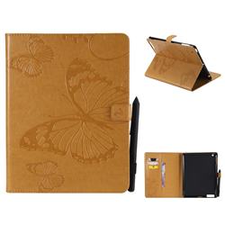 Embossing 3D Butterfly Leather Wallet Case for iPad 4 the New iPad iPad2 iPad3 - Yellow