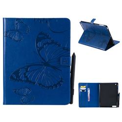 Embossing 3D Butterfly Leather Wallet Case for iPad 4 the New iPad iPad2 iPad3 - Blue