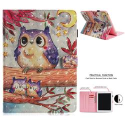 Purple Owl 3D Painted Leather Wallet Tablet Case for iPad 4 the New iPad iPad2 iPad3