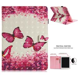 Rose Butterfly 3D Painted Leather Wallet Tablet Case for iPad 4 the New iPad iPad2 iPad3