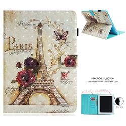 Flower Eiffel Tower 3D Painted Leather Wallet Tablet Case for iPad 4 the New iPad iPad2 iPad3