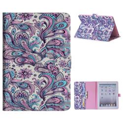 Swirl Flower 3D Painted Leather Tablet Wallet Case for iPad 4 the New iPad iPad2 iPad3