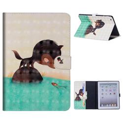 Fox Catching Fish 3D Painted Leather Tablet Wallet Case for iPad 4 the New iPad iPad2 iPad3