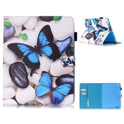 Blue Butterflies Folio Stand Leather Wallet Case for iPad 4 the New iPad iPad2 iPad3