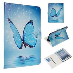 Blue Butterfly Smooth Leather Tablet Wallet Case for iPad 4 the New iPad iPad2 iPad3
