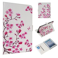 Rose Butterfly Flower Smooth Leather Tablet Wallet Case for iPad 4 the New iPad iPad2 iPad3