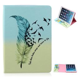 Feather Bird Folio Stand Leather Wallet Case for iPad Air / iPad 5