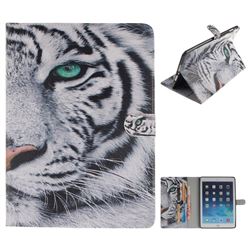 White Tiger Painting Tablet Leather Wallet Flip Cover for iPad Air iPad5