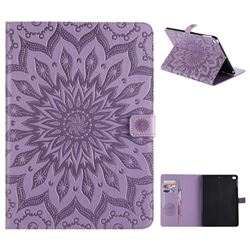 Embossing Sunflower Leather Flip Cover for iPad Air iPad5 - Purple