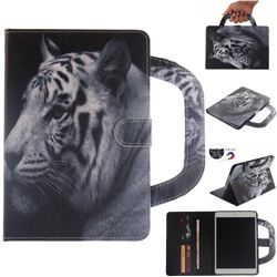 White Tiger Handbag Tablet Leather Wallet Flip Cover for iPad Air iPad5