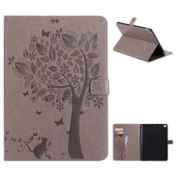 Embossing Butterfly Tree Leather Flip Cover for iPad Air iPad5 - Grey