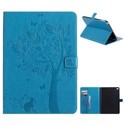 Embossing Butterfly Tree Leather Flip Cover for iPad Air iPad5 - Blue