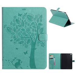 Embossing Butterfly Tree Leather Flip Cover for iPad Air iPad5 - Cyan