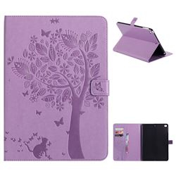Embossing Butterfly Tree Leather Flip Cover for iPad Air iPad5 - Purple
