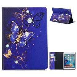 Gold and Blue Butterfly Folio Stand Tablet Leather Wallet Case for iPad Air iPad5