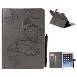 Embossing 3D Butterfly Leather Wallet Case for iPad Air iPad5 - Gray