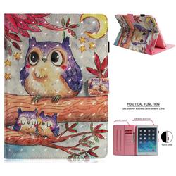 Purple Owl 3D Painted Leather Wallet Tablet Case for iPad Air iPad5