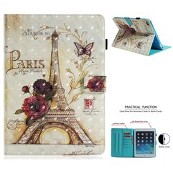 Flower Eiffel Tower 3D Painted Leather Wallet Tablet Case for iPad Air iPad5
