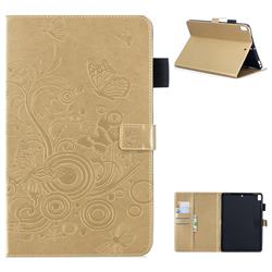 Intricate Embossing Butterfly Circle Leather Wallet Case for iPad Air iPad5 - Champagne