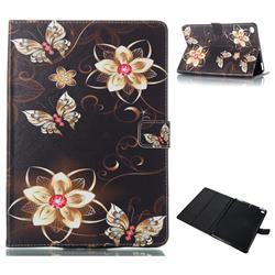 Golden Flower Butterfly Folio Stand Leather Wallet Case for iPad Air iPad5