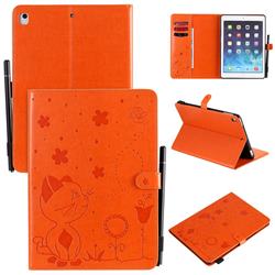 Embossing Bee and Cat Leather Flip Cover for iPad Air iPad5 - Orange