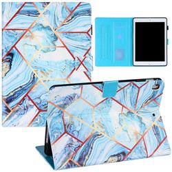 Lake Blue Stitching Color Marble Leather Flip Cover for Apple iPad Air iPad5