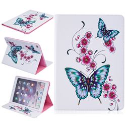 Peach Butterflies Folio Stand Leather Wallet Case for iPad Air 2 / iPad 6