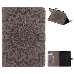 Embossing Sunflower Leather Flip Cover for iPad Air 2 iPad6 - Gray
