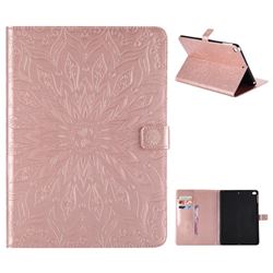 Embossing Sunflower Leather Flip Cover for iPad Air 2 iPad6 - Rose Gold