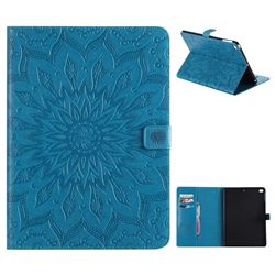 Embossing Sunflower Leather Flip Cover for iPad Air 2 iPad6 - Blue