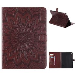 Embossing Sunflower Leather Flip Cover for iPad Air 2 iPad6 - Brown