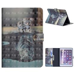 Tiger and Cat 3D Painted Leather Tablet Wallet Case for iPad Air 2 iPad6