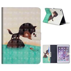 Fox Catching Fish 3D Painted Leather Tablet Wallet Case for iPad Air 2 iPad6