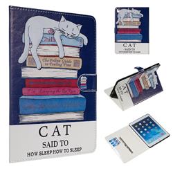 Cat and Book Smooth Leather Tablet Wallet Case for iPad Air 2 iPad6