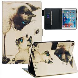 Cat Confrontation Matte Leather Wallet Tablet Case for iPad Air 2 iPad6