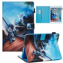 Mirror Cat Matte Leather Wallet Tablet Case for iPad Air 2 iPad6